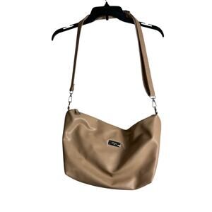 BCBG Paris Pebbled Faux Leather Tan Beige Crossbody Bag